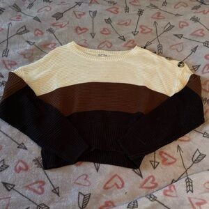 Derek Heart Colorblock Sweater - Cream, Brown, Black